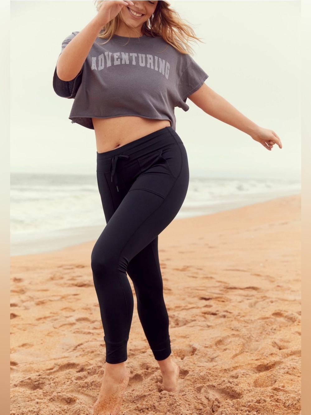 Aerie Black Drawstring Active Leggings
